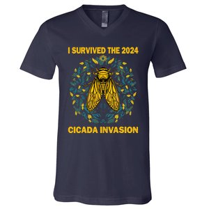 Funny I Survived The Cicada Invasion Spring Cicada Bug V-Neck T-Shirt