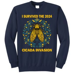 Funny I Survived The Cicada Invasion Spring Cicada Bug Tall Sweatshirt