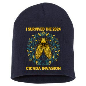 Funny I Survived The Cicada Invasion Spring Cicada Bug Short Acrylic Beanie