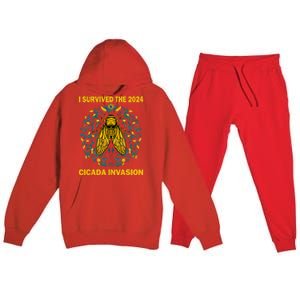 Funny I Survived The Cicada Invasion Spring Cicada Bug Premium Hooded Sweatsuit Set