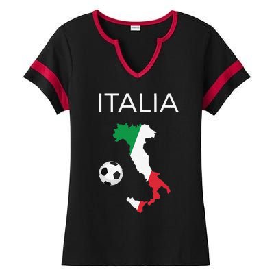 Funny Italy Soccer Forza Azzurri Italian Italia Ladies Halftime Notch Neck Tee