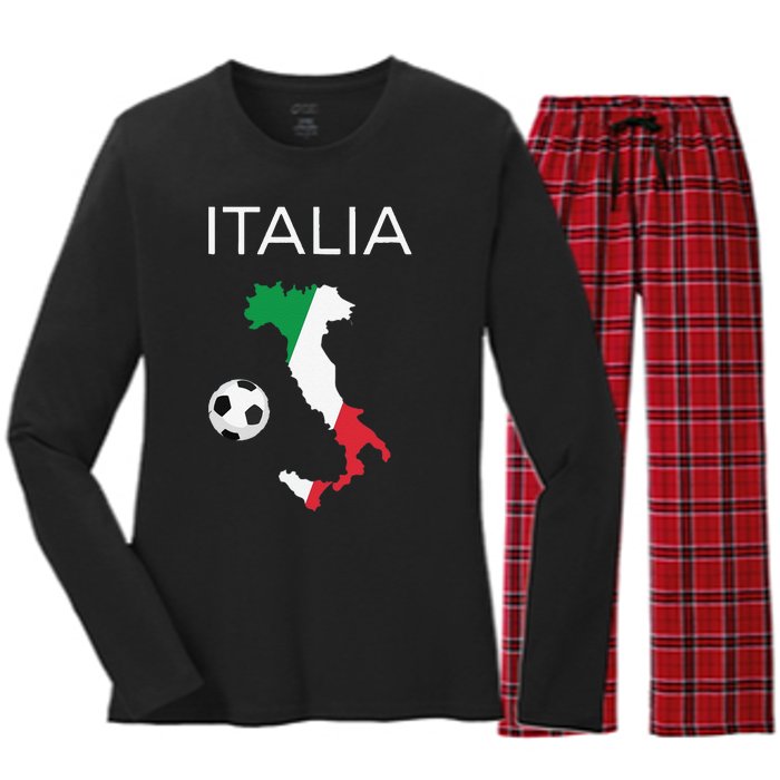 Funny Italy Soccer Forza Azzurri Italian Italia Women's Long Sleeve Flannel Pajama Set 