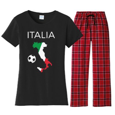 Funny Italy Soccer Forza Azzurri Italian Italia Women's Flannel Pajama Set