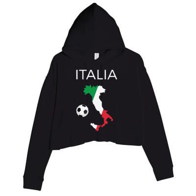 Funny Italy Soccer Forza Azzurri Italian Italia Crop Fleece Hoodie