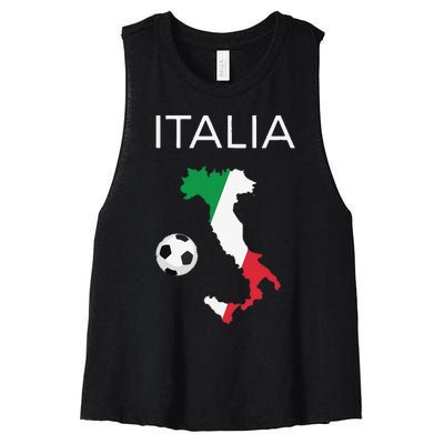 Funny Italy Soccer Forza Azzurri Italian Italia Women's Racerback Cropped Tank