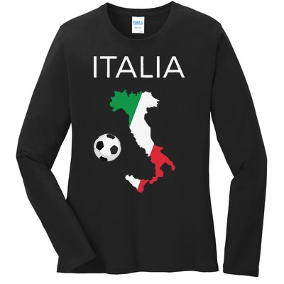 Funny Italy Soccer Forza Azzurri Italian Italia Ladies Long Sleeve Shirt