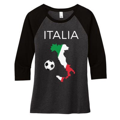 Funny Italy Soccer Forza Azzurri Italian Italia Women's Tri-Blend 3/4-Sleeve Raglan Shirt