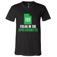 Freak In Spreadsheets Excel Accountant Accounting V-Neck T-Shirt