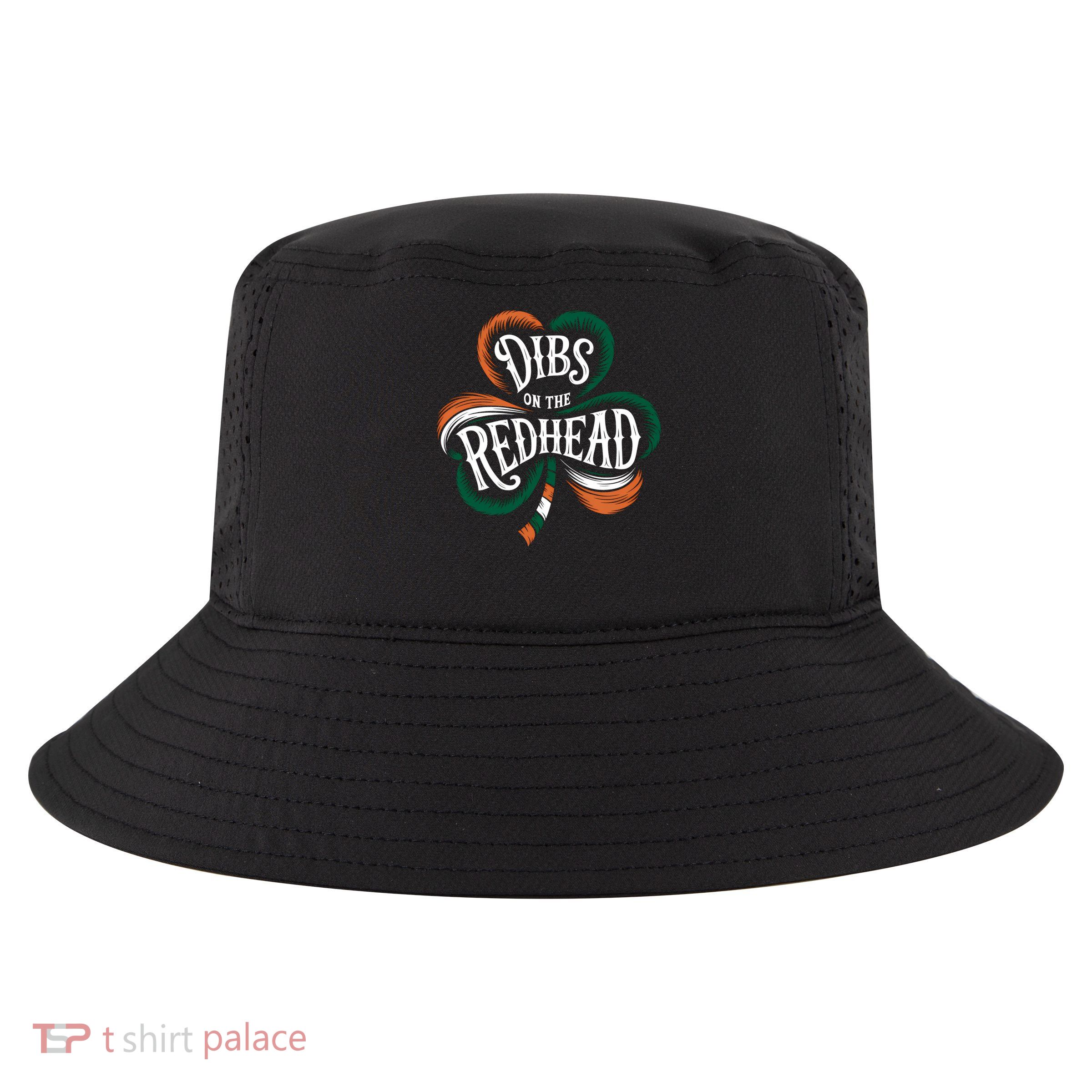 Funny Irish Shamrock St Patricks Day Dibs On The Redhead Long Sleeve Cool Comfort Performance Bucket Hat