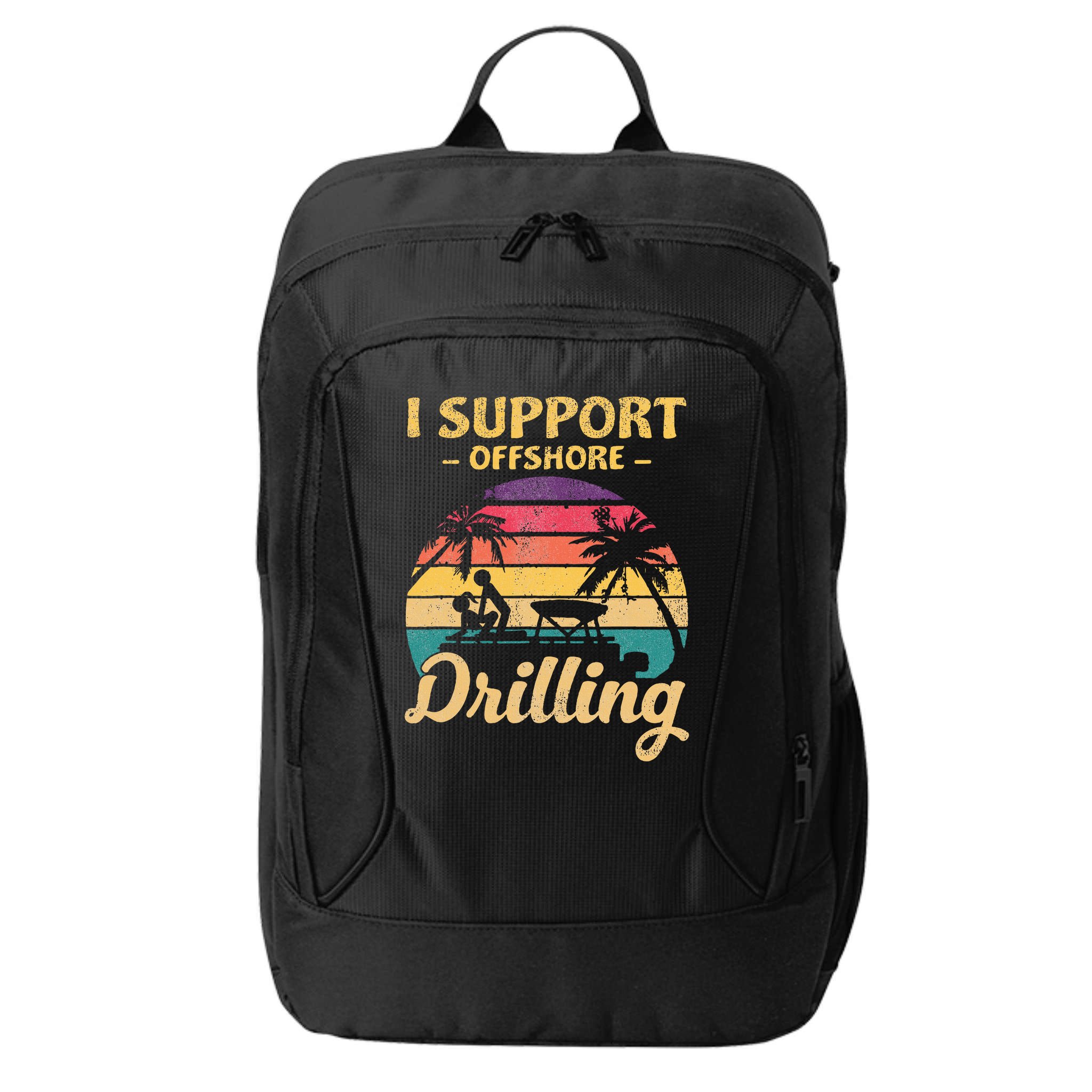 Funny I Support Offshore Drilling Pontoon Boat City Backpack