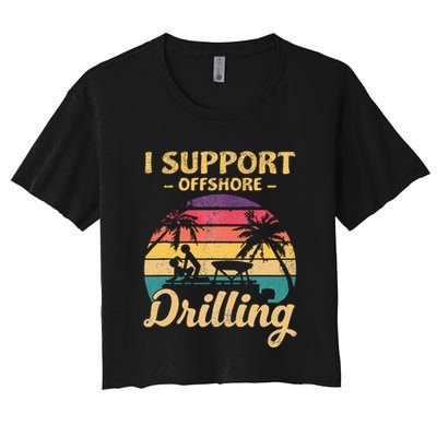 Funny I Support Offshore Drilling Pontoon Boat Crop Top