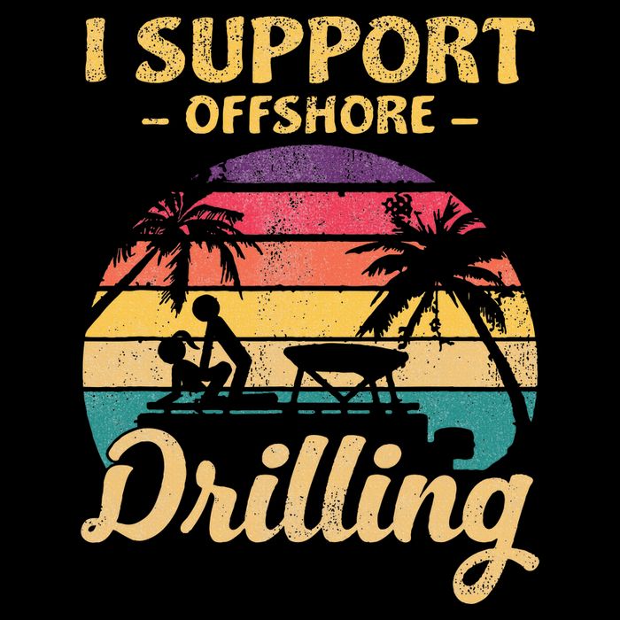 Funny I Support Offshore Drilling Pontoon Boat Cropped Pullover Crew