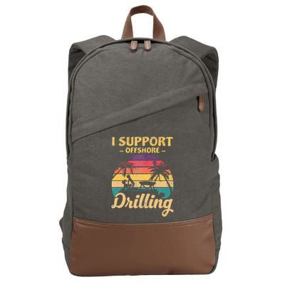 Funny I Support Offshore Drilling Pontoon Boat Cotton Canvas Backpack