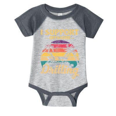 Funny I Support Offshore Drilling Pontoon Boat Infant Baby Jersey Bodysuit