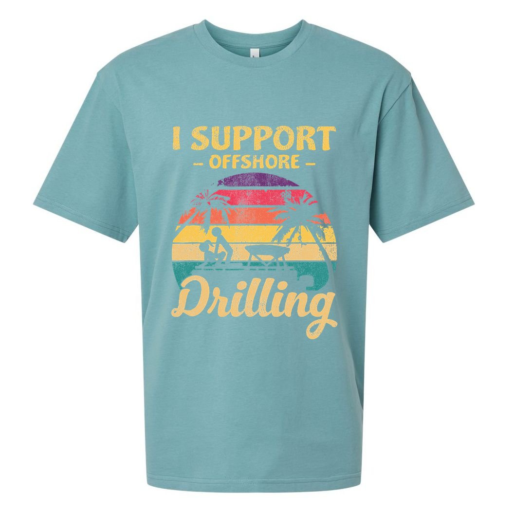 Funny I Support Offshore Drilling Pontoon Boat Sueded Cloud Jersey T-Shirt