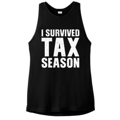 Funny I Survived Tax Season Accounting Accountant Ladies PosiCharge Tri-Blend Wicking Tank