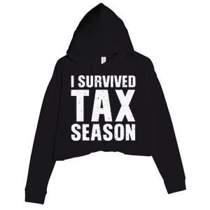 Funny I Survived Tax Season Accounting Accountant Crop Fleece Hoodie