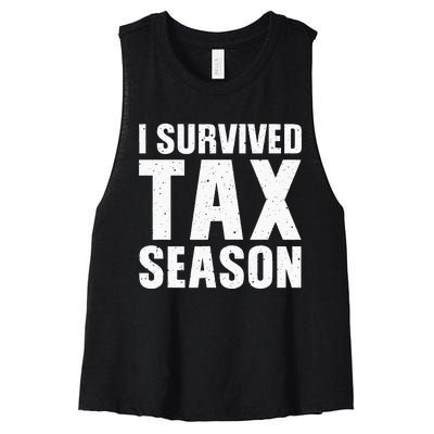 Funny I Survived Tax Season Accounting Accountant Women's Racerback Cropped Tank