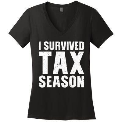 Funny I Survived Tax Season Accounting Accountant Women's V-Neck T-Shirt