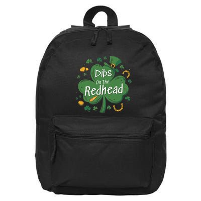 Funny Irish St Patricks Day Dibs On The Redhead Clover 16 in Basic Backpack