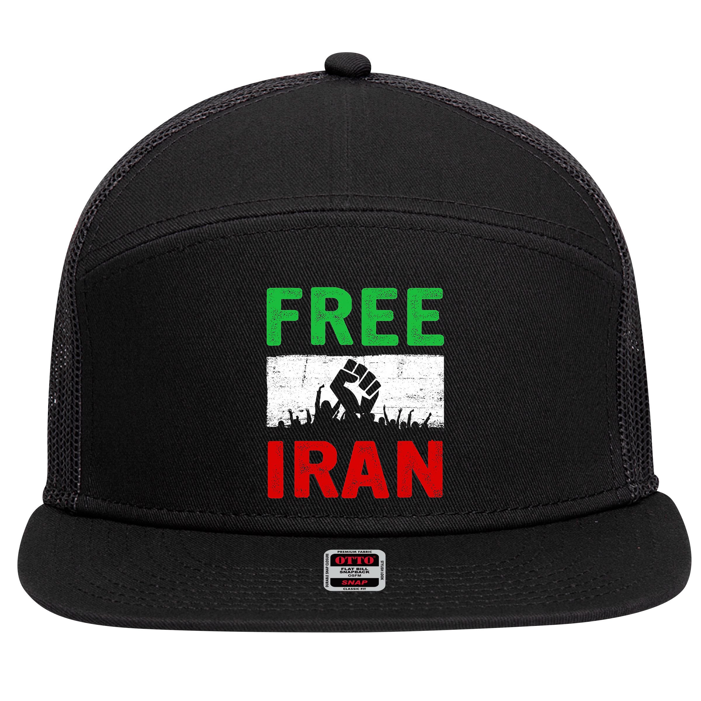 Free Iran Stand With The Women Of Iran 7 Panel Mesh Trucker Snapback Hat
