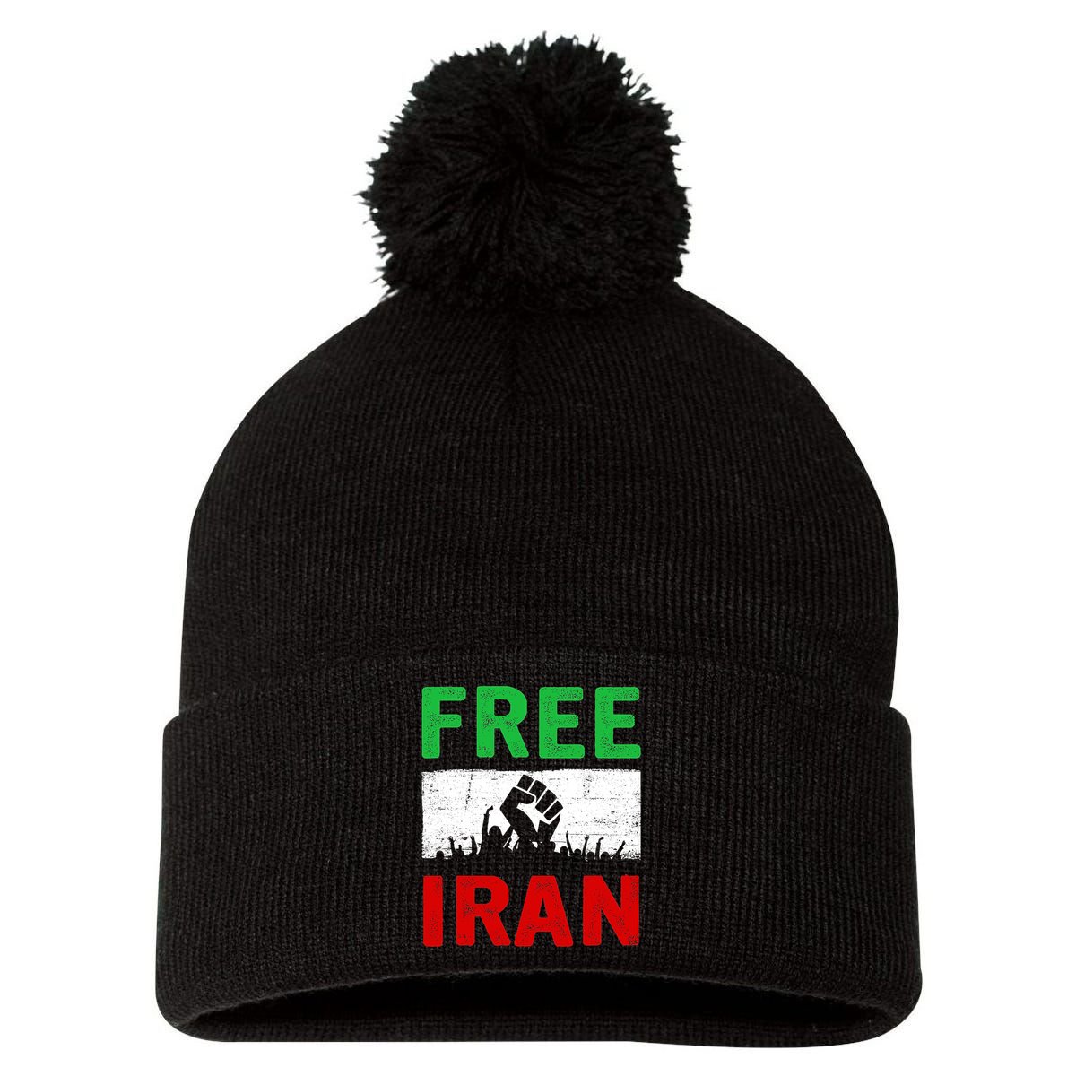 Free Iran Stand With The Women Of Iran Pom Pom 12in Knit Beanie
