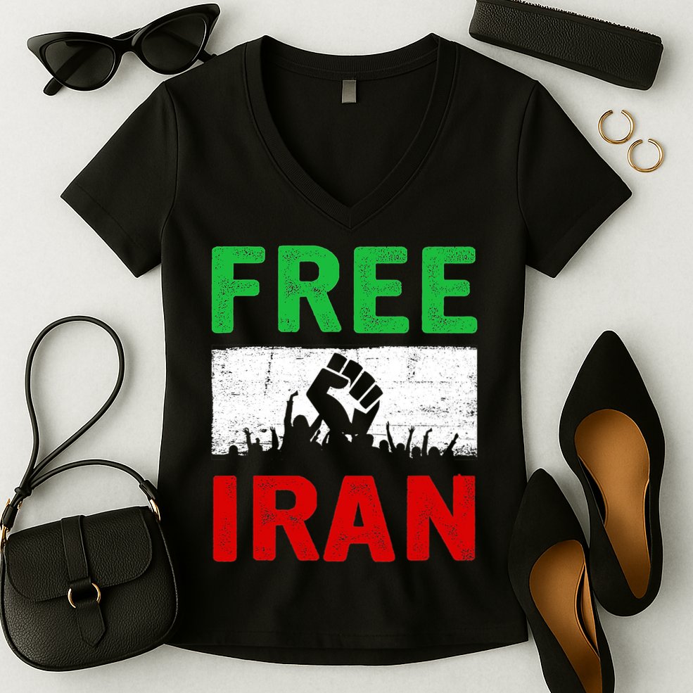Free Iran Stand With The Women Of Iran Women's V-Neck T-Shirt