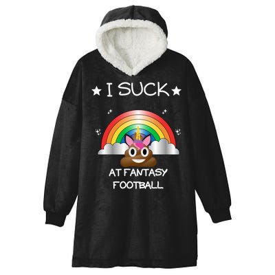 Funny I Suck At Fantasy Football Poop Unicorn Punishment Design Hooded Wearable Blanket