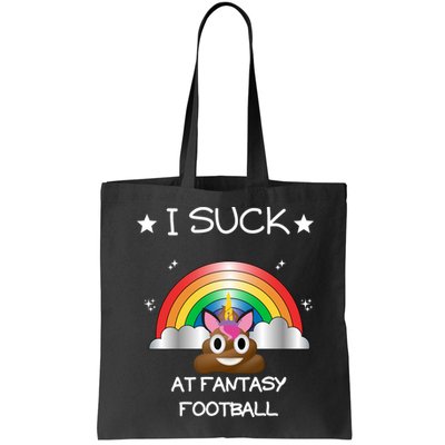 Funny I Suck At Fantasy Football Poop Unicorn Punishment Design Bag