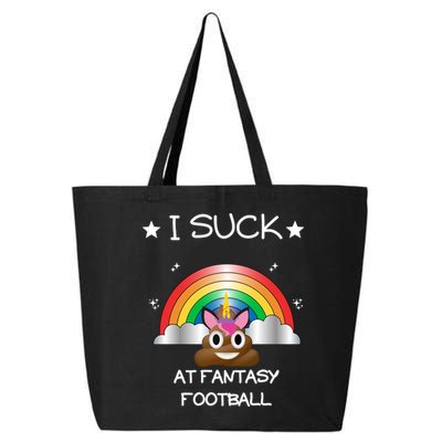 Funny I Suck At Fantasy Football Poop Unicorn Punishment Design 25L Jumbo Tote