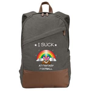 Funny I Suck At Fantasy Football Poop Unicorn Punishment Design Cotton Canvas Backpack