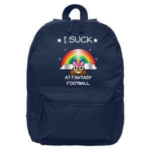 Funny I Suck At Fantasy Football Poop Unicorn Punishment Design 16 in Basic Backpack