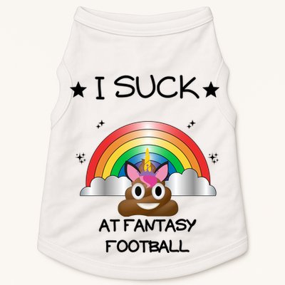 Funny I Suck At Fantasy Football Poop Unicorn Punishment Design Doggie Tank