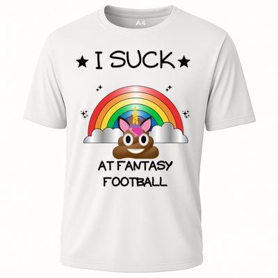 Funny I Suck At Fantasy Football Poop Unicorn Punishment Design Performance Shirt