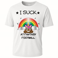 Funny I Suck At Fantasy Football Poop Unicorn Punishment Design Performance Shirt