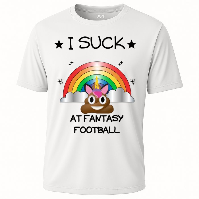 Funny I Suck At Fantasy Football Poop Unicorn Punishment Design Performance Shirt