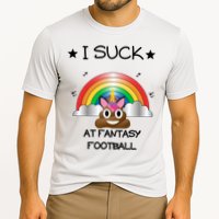 Funny I Suck At Fantasy Football Poop Unicorn Punishment Design Performance Shirt