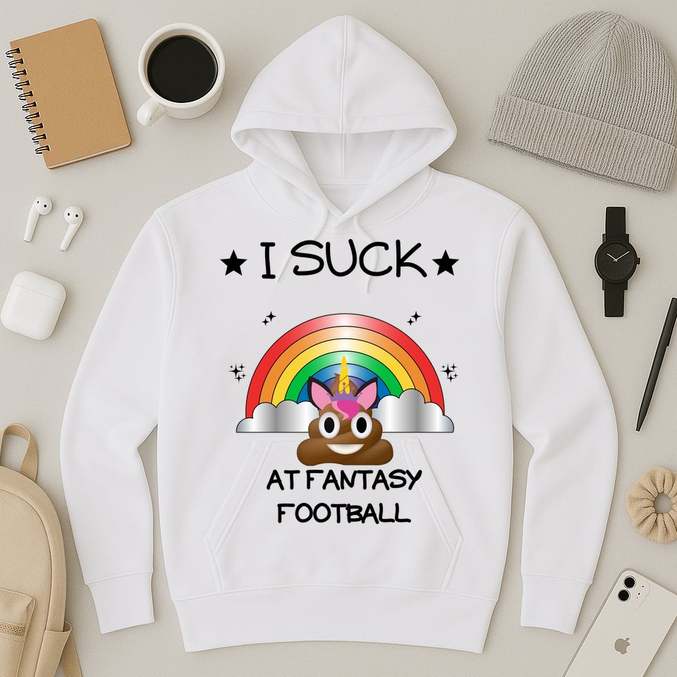 Funny I Suck At Fantasy Football Poop Unicorn Punishment Design Hoodie