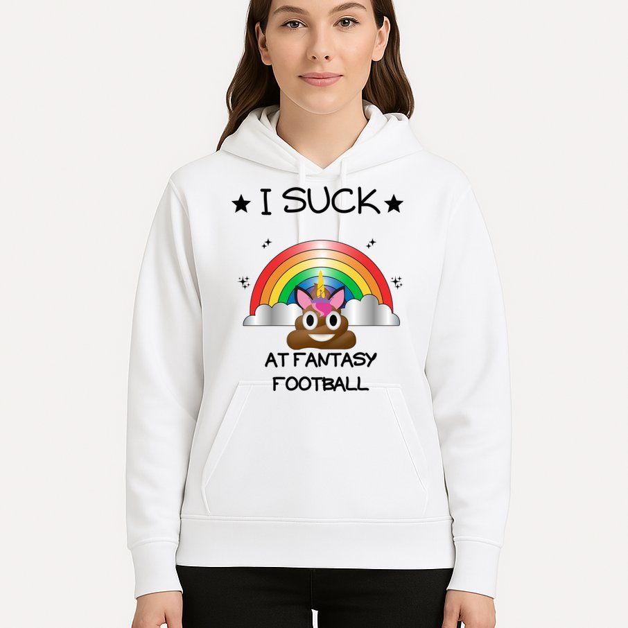 Funny I Suck At Fantasy Football Poop Unicorn Punishment Design Hoodie