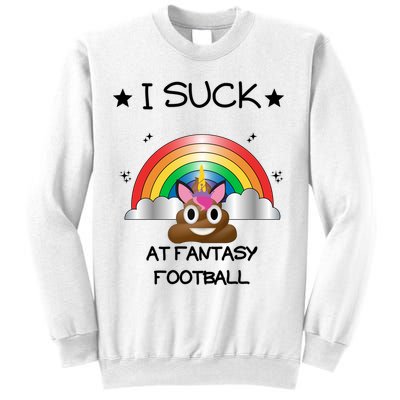 Funny I Suck At Fantasy Football Poop Unicorn Punishment Design Sweatshirt
