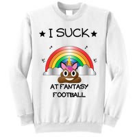 Funny I Suck At Fantasy Football Poop Unicorn Punishment Design Sweatshirt