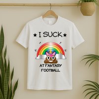 Funny I Suck At Fantasy Football Poop Unicorn Punishment Design T-Shirt