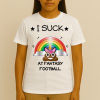 Funny I Suck At Fantasy Football Poop Unicorn Punishment Design T-Shirt