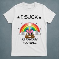 Funny I Suck At Fantasy Football Poop Unicorn Punishment Design T-Shirt
