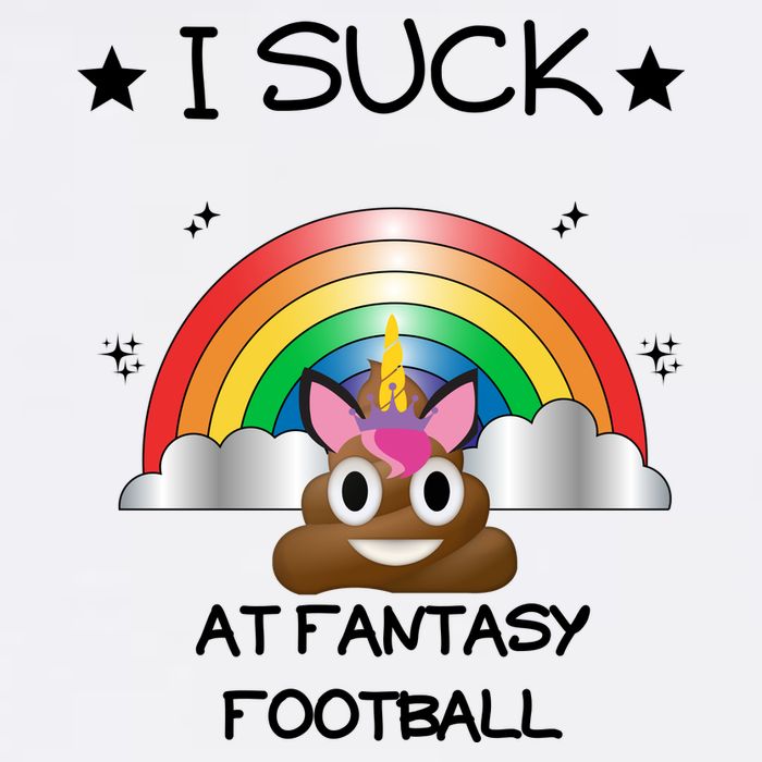 Funny I Suck At Fantasy Football Poop Unicorn Punishment Design T-Shirt