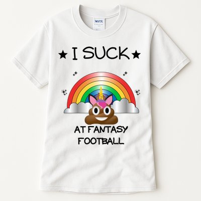 Funny I Suck At Fantasy Football Poop Unicorn Punishment Design Tall T-Shirt