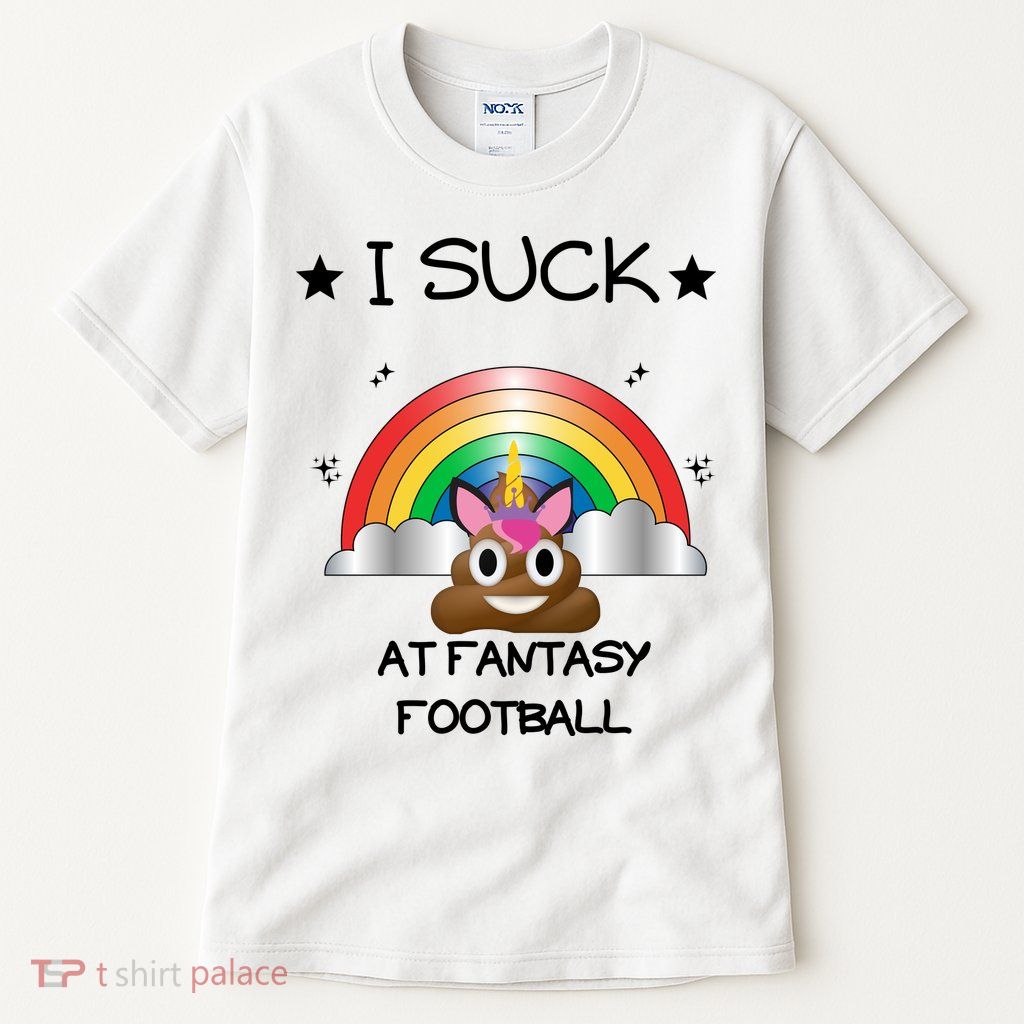 Funny I Suck At Fantasy Football Poop Unicorn Punishment Design Tall T-Shirt