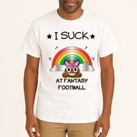 Funny I Suck At Fantasy Football Poop Unicorn Punishment Design Tall T-Shirt
