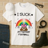 Funny I Suck At Fantasy Football Poop Unicorn Punishment Design Tall T-Shirt