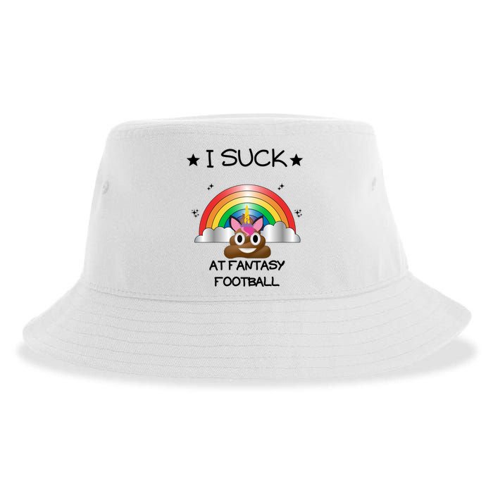 Funny I Suck At Fantasy Football Poop Unicorn Punishment Design Sustainable Bucket Hat